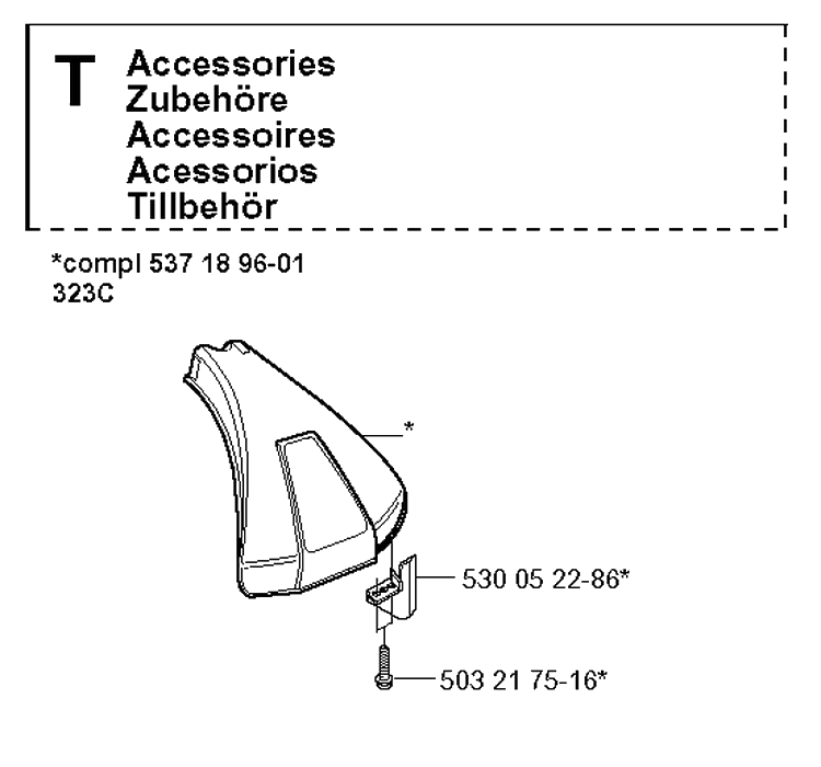 Guards Diagram and Parts List for 323C 20051800001-20051800000 Husqvarna Edger