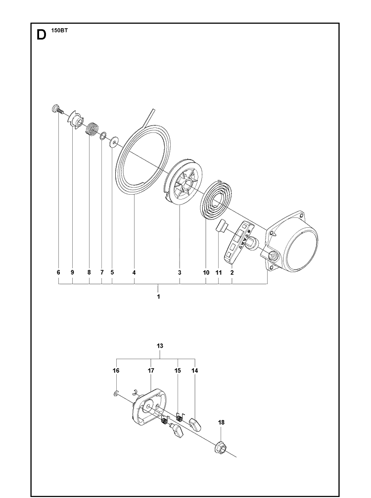 Starter 2 Diagram and Parts List for 150BT  Husqvarna Leaf Blower / Vacuum