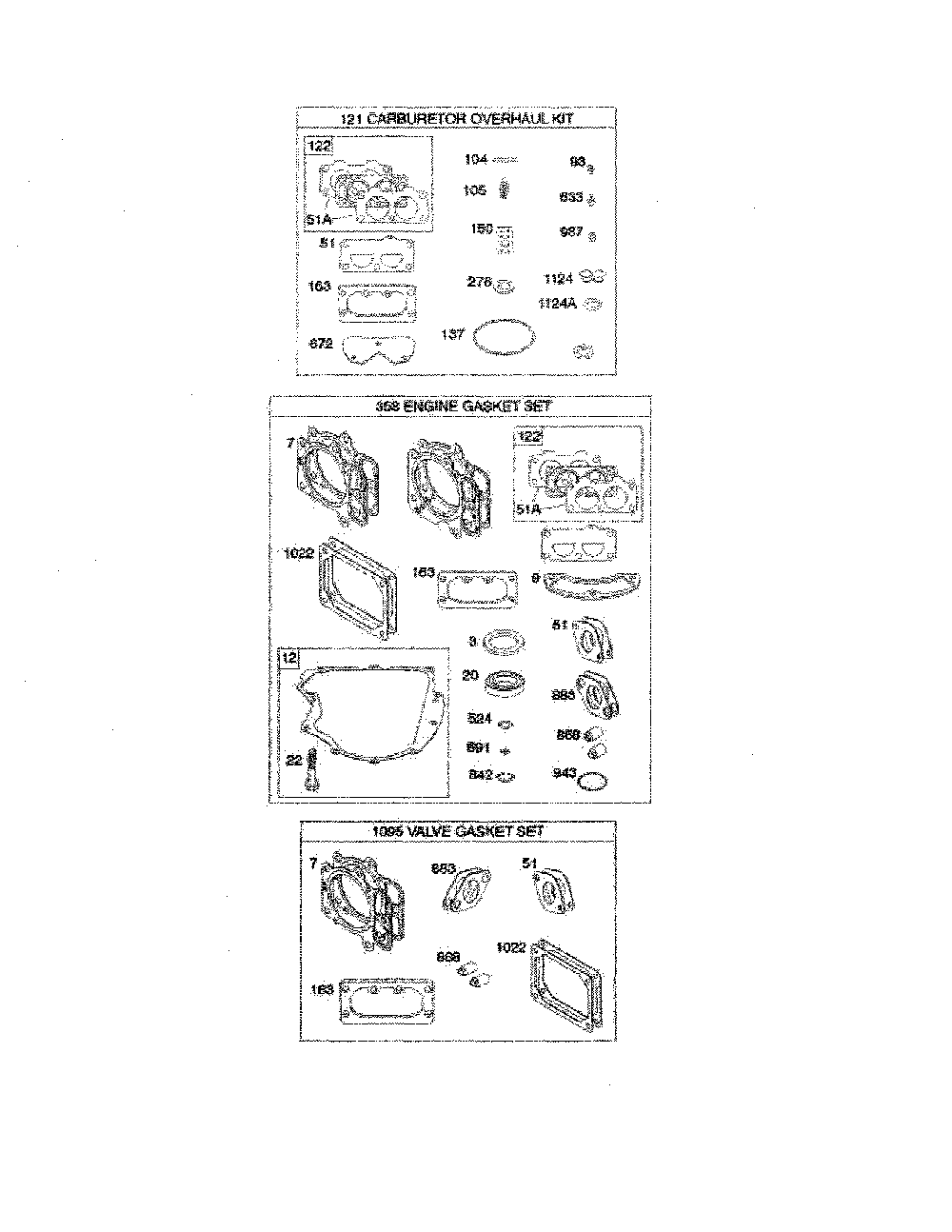 Engine/valve gasket sets Diagram and Parts List for MZ54S-967334101-00  Husqvarna Lawn Mower