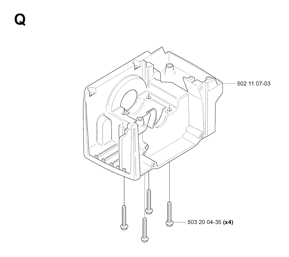 Crankcase Diagram and Parts List for 240R 20053600001 & Above Husqvarna Trimmer