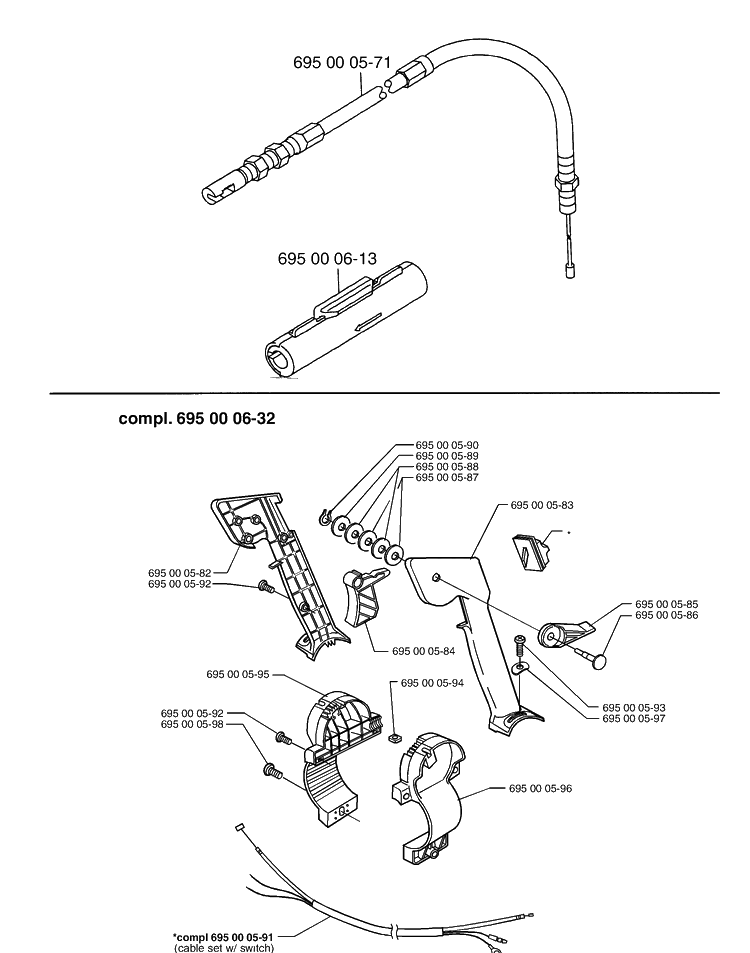 Throttle Assembly Diagram and Parts List for 145BT (Carb II)(2001-04) Husqvarna Leaf Blower / Vacuum