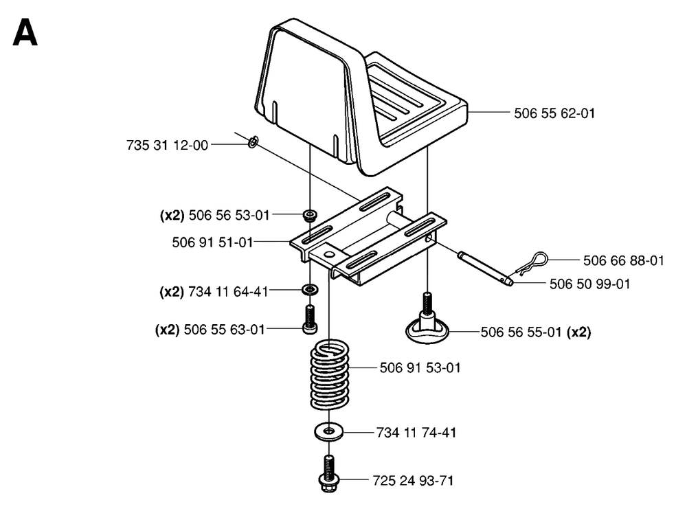 Seat Diagram and Parts List for R13AWD (965079901)(2006-01) Husqvarna Lawn Tractor