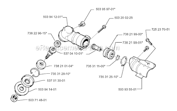 Bevel Gear Diagram and Parts List for 322L 1999-03 Husqvarna Trimmer