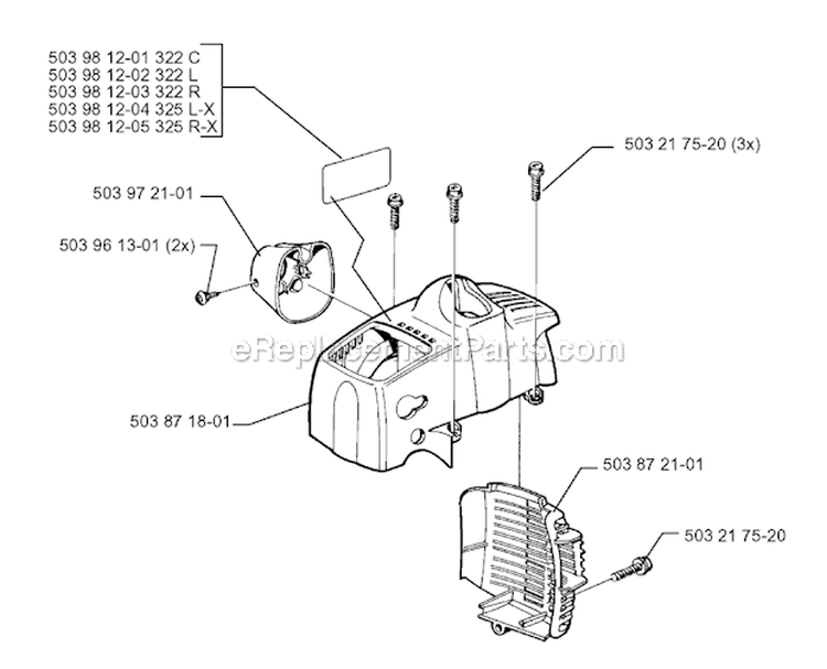 Cover Diagram and Parts List for 322L 1999-03 Husqvarna Trimmer