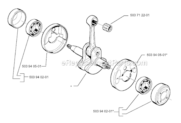 Crankshaft Diagram and Parts List for 322L 1999-03 Husqvarna Trimmer