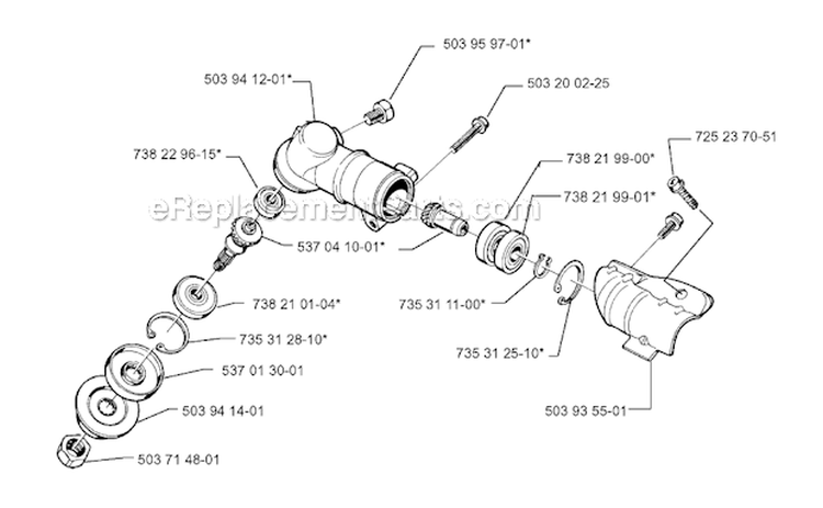Bevel Gear Diagram and Parts List for 322R 1999-03 Husqvarna Brush Cutter