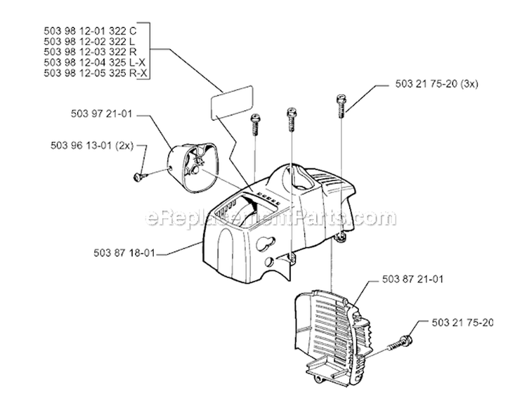 Cover Diagram and Parts List for 322R 1999-03 Husqvarna Brush Cutter