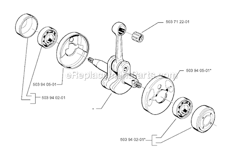 Crankshaft Diagram and Parts List for 322R 1999-03 Husqvarna Brush Cutter