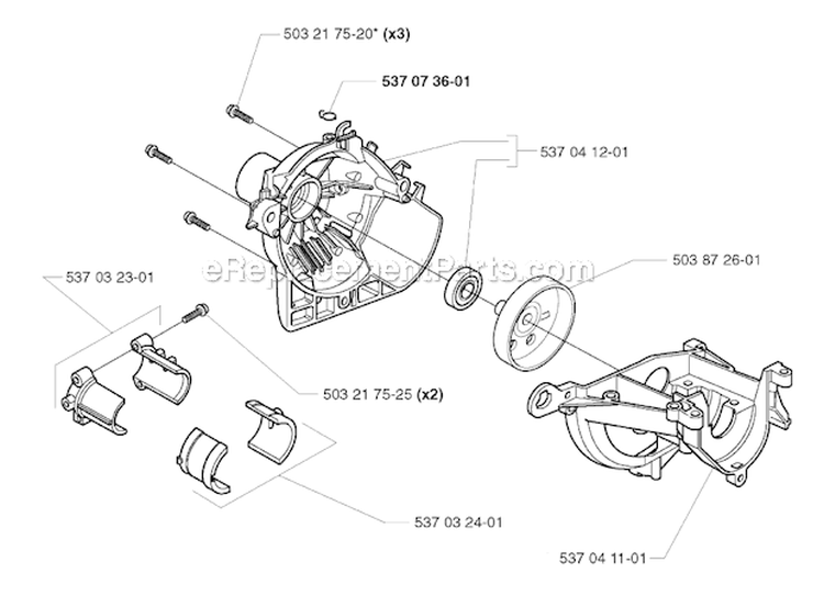 Crankcase Diagram and Parts List for 322R 2000-05 Husqvarna Brush Cutter