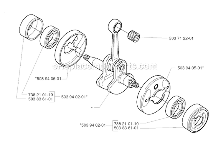 Crankshaft Diagram and Parts List for 322R 2000-05 Husqvarna Brush Cutter