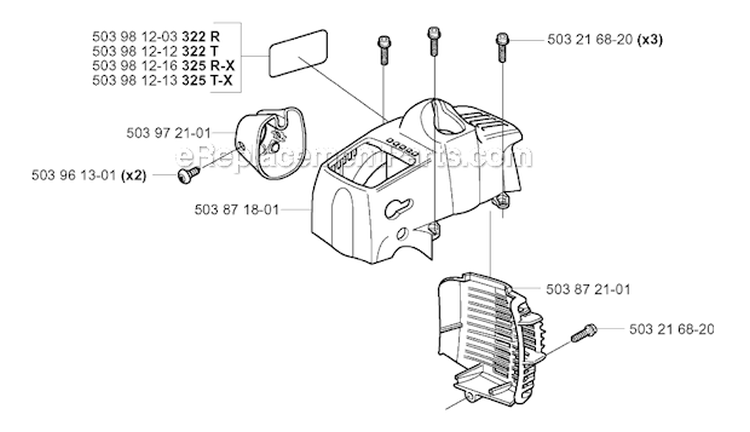 Cover Diagram and Parts List for 322R 2001-02 Husqvarna Brush Cutter