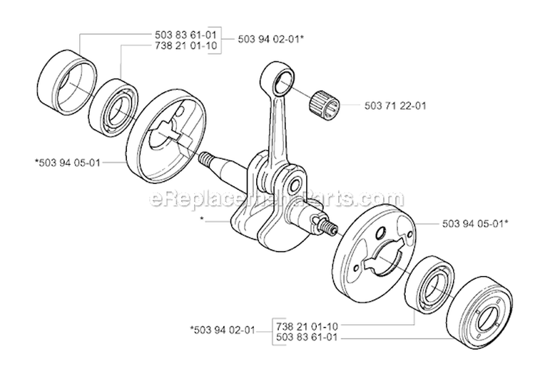 Crankshaft Diagram and Parts List for 322R 2001-02 Husqvarna Brush Cutter