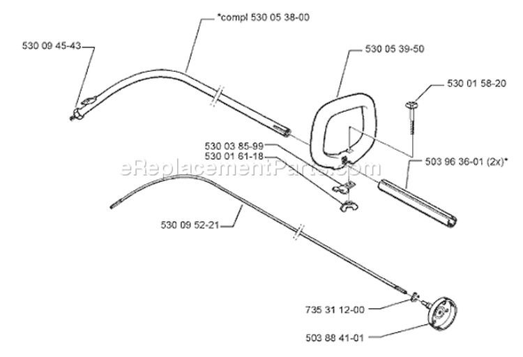 Page H Diagram and Parts List for 322C 322 C 1999-03 Husqvarna Trimmer