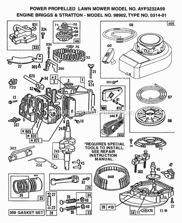 Page A Diagram and Parts List for 3232A59 1999 And Before Husqvarna Lawn Mower