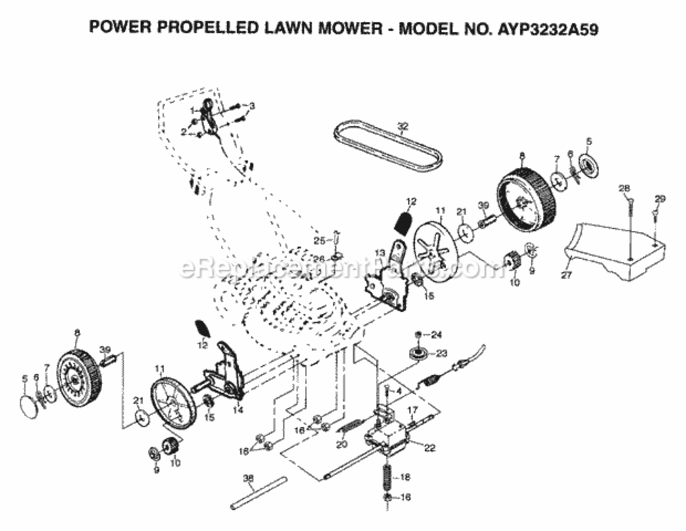 Page E Diagram and Parts List for 3232A59 1999 And Before Husqvarna Lawn Mower