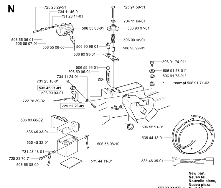 Electrical Diagram and Parts List for RIDER155 (953533805)(2005-01) Husqvarna Lawn Mower