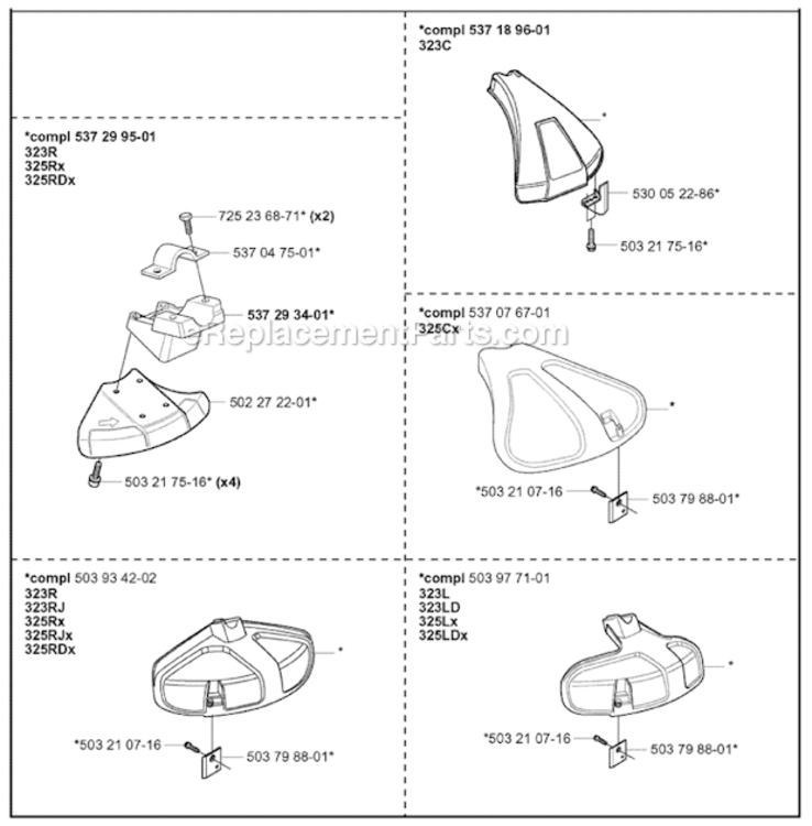 Guard_Accessories Diagram and Parts List for 323L 2005-05 Husqvarna Trimmer