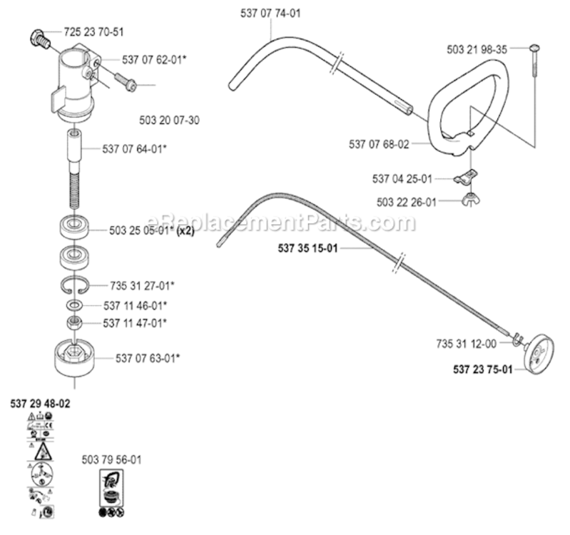 Bevel_Gear_And_Shaft Diagram and Parts List for 323L 2005-05 Husqvarna Trimmer