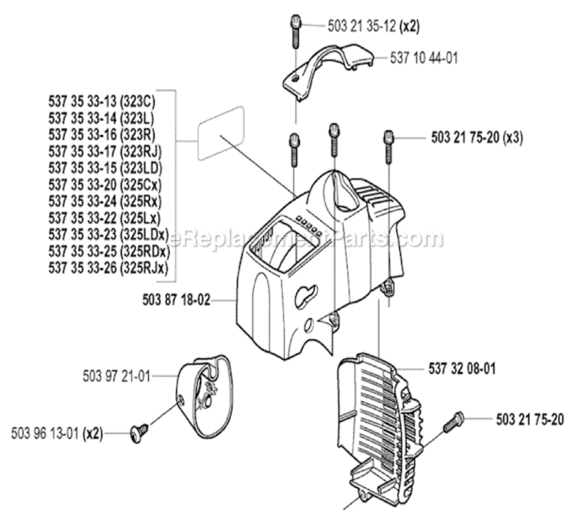 Cover Diagram and Parts List for 323L 2005-05 Husqvarna Trimmer
