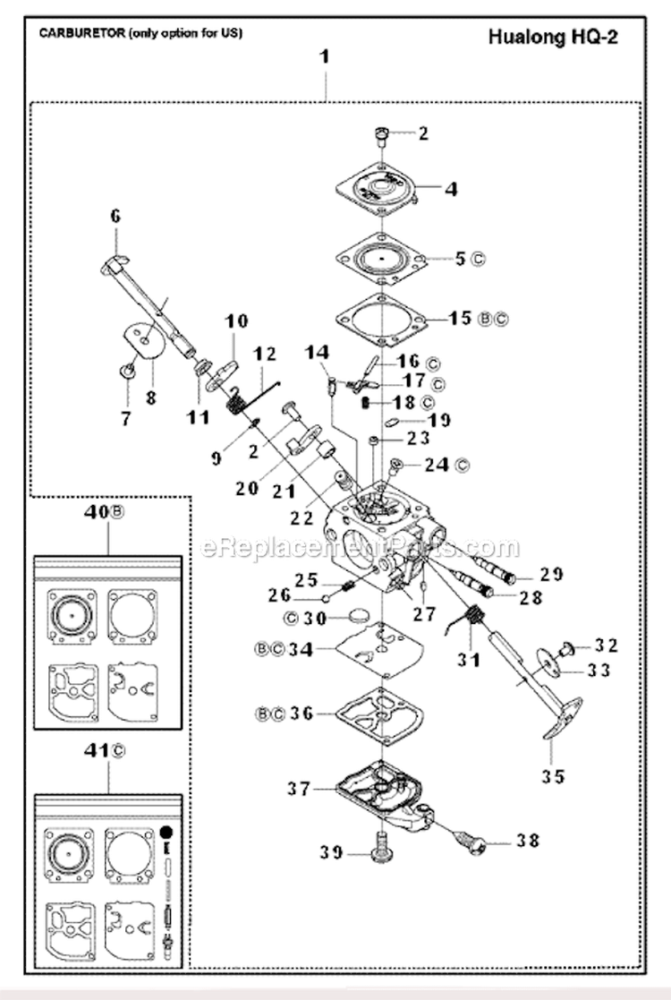 Carburetor Diagram and Parts List for 323L  Husqvarna Hedge Trimmer