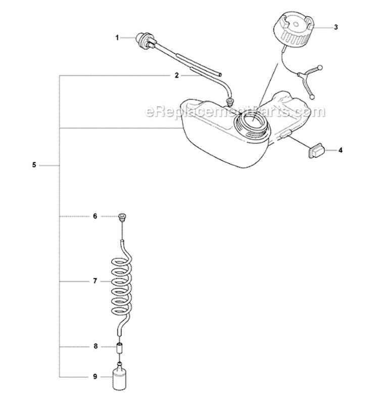 Fuel Tank Diagram and Parts List for 323L  Husqvarna Hedge Trimmer
