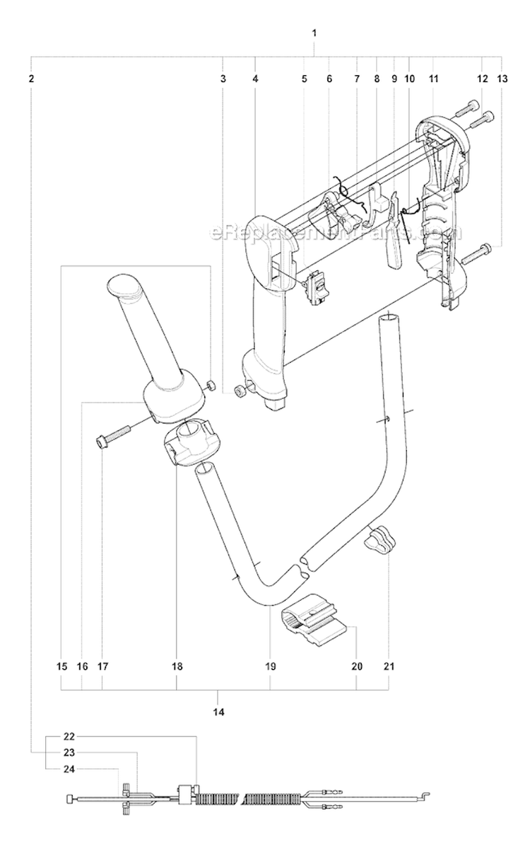 Throttle Controls Diagram and Parts List for 323RII 2008-03 Husqvarna Brush Cutter