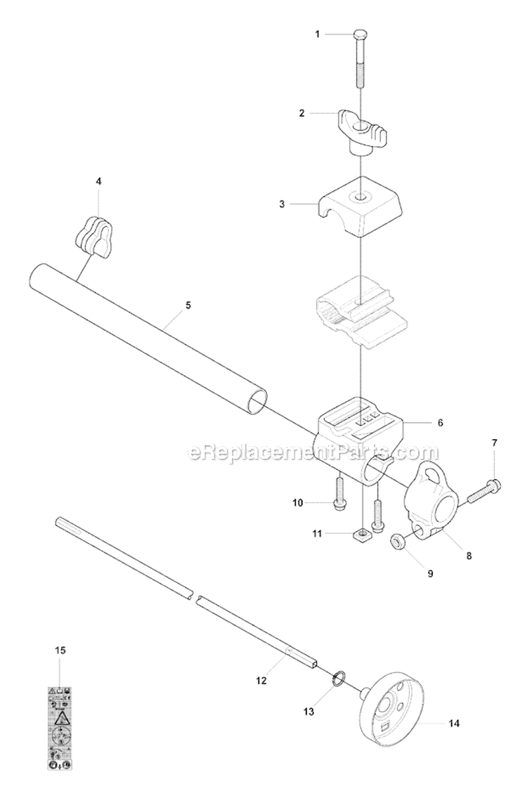 Bevel Gear  Shaft Diagram and Parts List for 323RII 2008-03 Husqvarna Brush Cutter