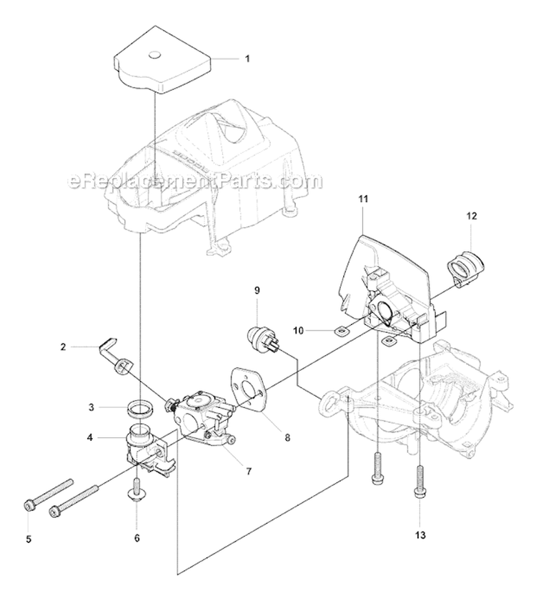 Carburetor  Air Filter Diagram and Parts List for 323RII 2008-03 Husqvarna Brush Cutter
