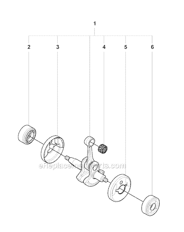 Crankshaft Diagram and Parts List for 323RII 2008-03 Husqvarna Brush Cutter