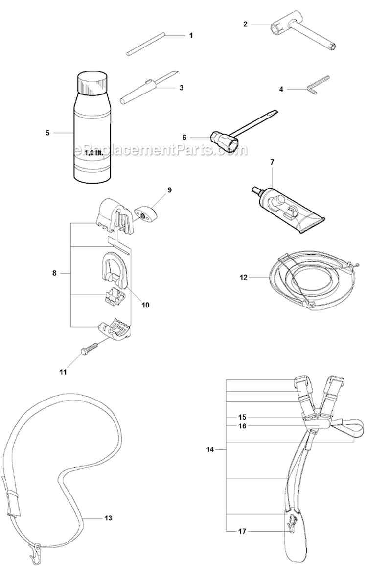 Accessories 1 Diagram and Parts List for 323RII 2012-01 Husqvarna Brush Cutter