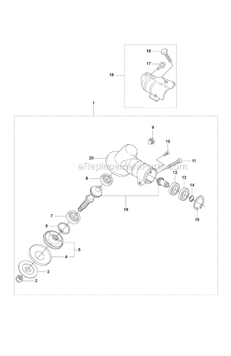 Bevel Gear Diagram and Parts List for 323RII 2012-01 Husqvarna Brush Cutter