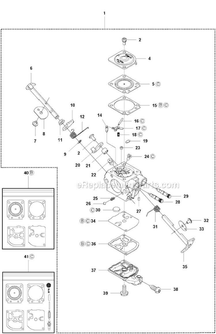 Carburetor Diagram and Parts List for 323RII 2012-01 Husqvarna Brush Cutter