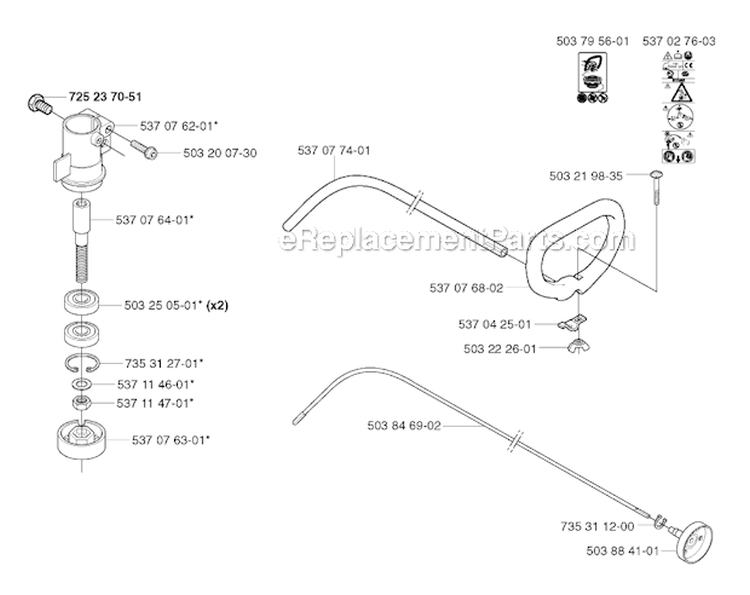 Bevel Gear  Shaft Diagram and Parts List for 323RJ 2002-01 Husqvarna Brush Cutter