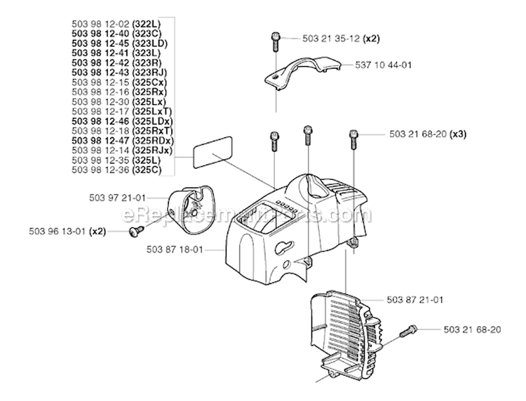 Cover Diagram and Parts List for 323RJ 2002-01 Husqvarna Brush Cutter