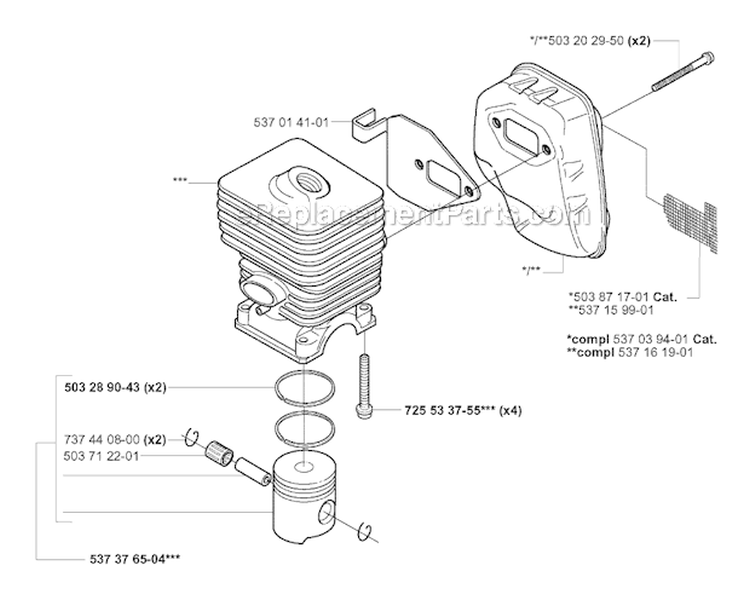 Muffler Diagram and Parts List for 323RJ 2005-05 Husqvarna Brush Cutter