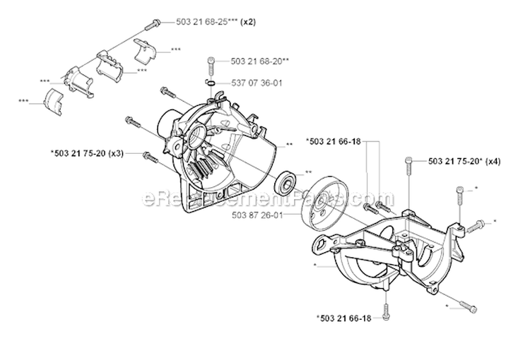 Crankcase Diagram and Parts List for 323RJ 2005-05 Husqvarna Brush Cutter