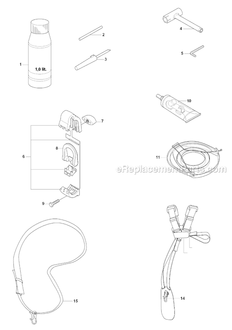 Accessories Diagram and Parts List for 323RJ 2008-03 Husqvarna Brush Cutter
