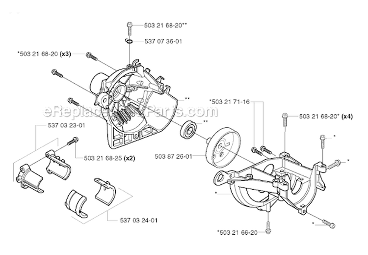 Crankcase Diagram and Parts List for 323R 2002-01 Husqvarna Brush Cutter