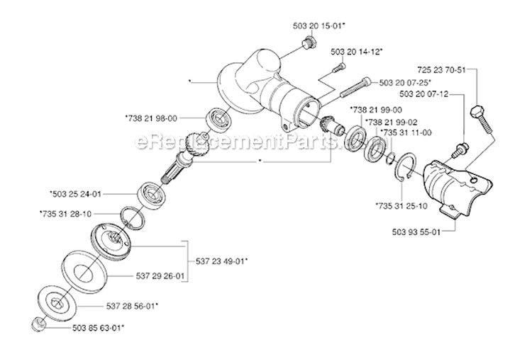 Bevel Gear Diagram and Parts List for 323R 2006-04 Husqvarna Brush Cutter