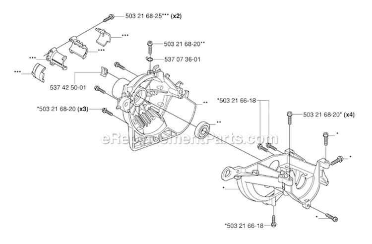 Crankcase Diagram and Parts List for 323R 2006-04 Husqvarna Brush Cutter