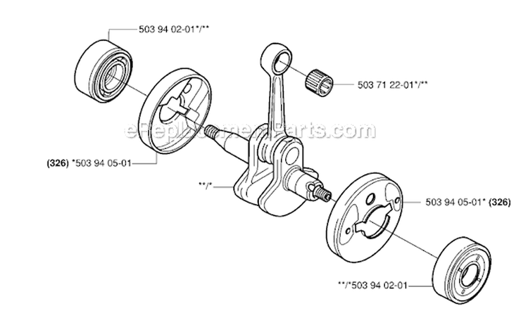Crankshaft Diagram and Parts List for 323R 2006-04 Husqvarna Brush Cutter