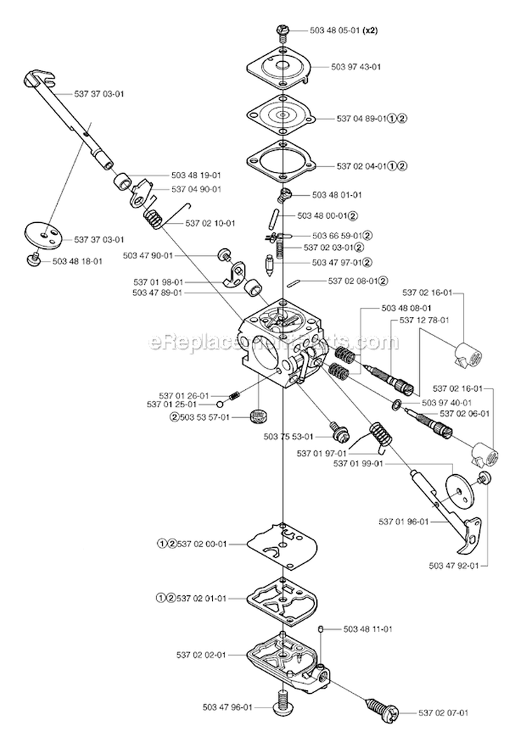 Carburetor Details Diagram and Parts List for 323R 2007-01 Husqvarna Brush Cutter