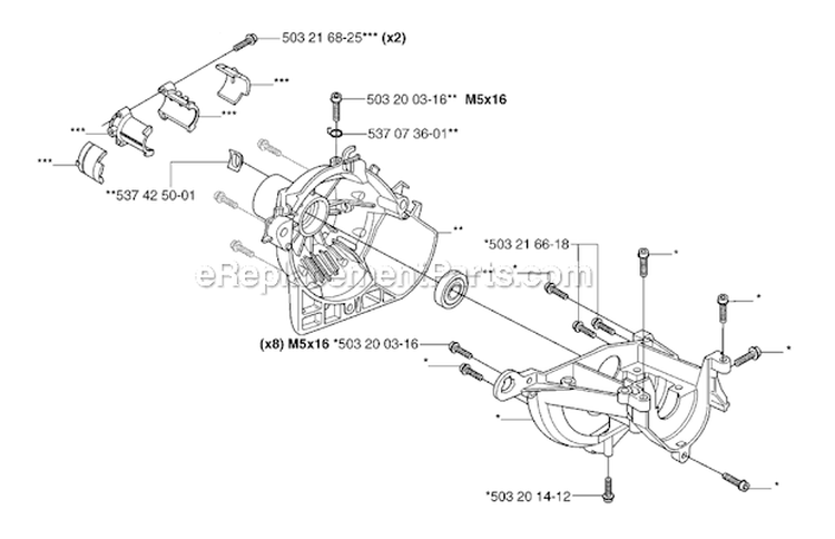 Crankcase Diagram and Parts List for 323R 2007-01 Husqvarna Brush Cutter