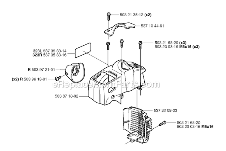 Cylinder Cover Diagram and Parts List for 323R 2007-01 Husqvarna Brush Cutter
