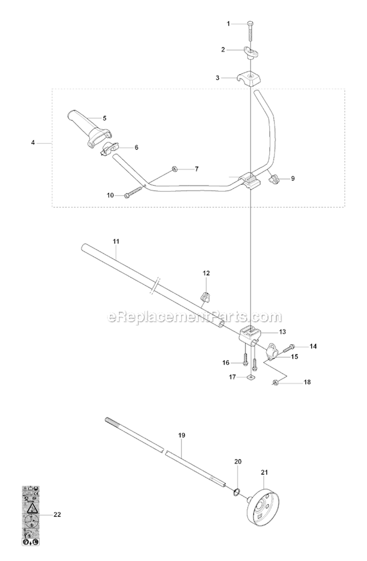 Shaft  Handle Diagram and Parts List for 323R 2008-03 Husqvarna Brush Cutter