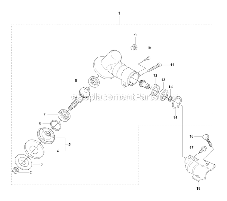 Bevel Gear Diagram and Parts List for 323R 2008-03 Husqvarna Brush Cutter
