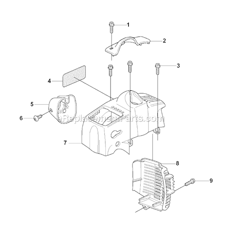 Cover Diagram and Parts List for 323R 2008-03 Husqvarna Brush Cutter