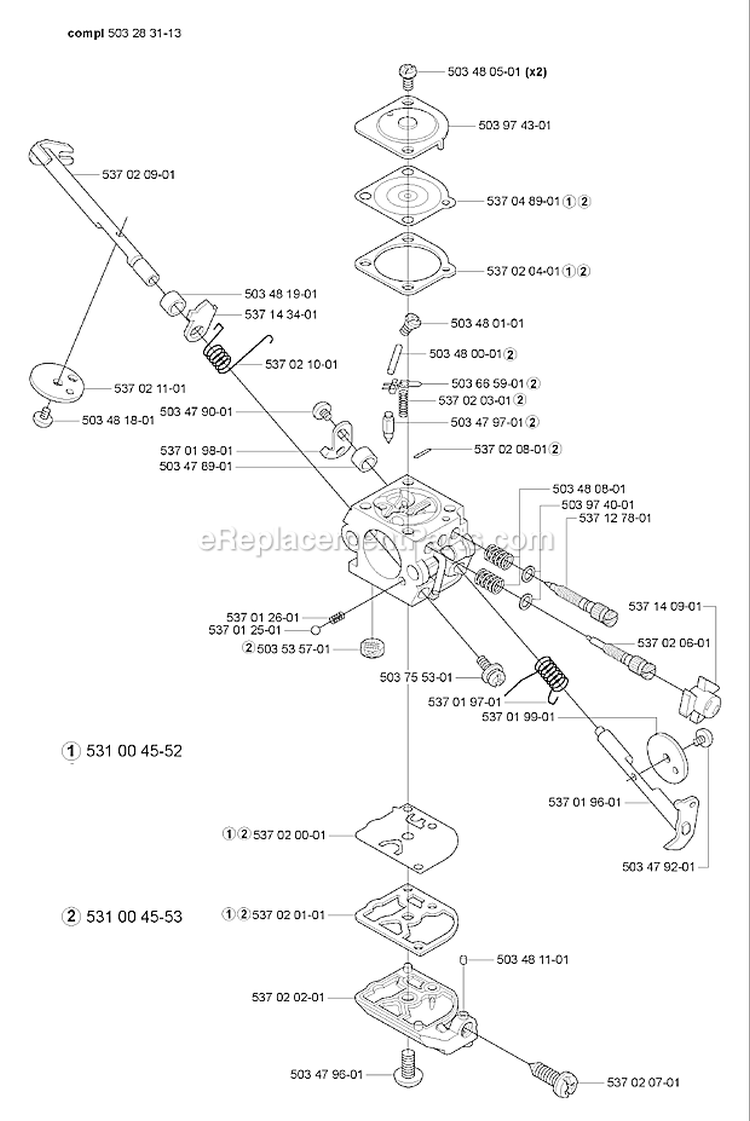 Page C Diagram and Parts List for 323HE3 323 HE 3 2005-09 Husqvarna Hedge Trimmer