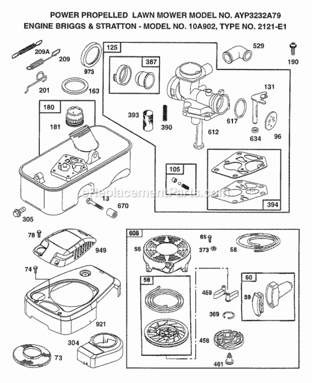 Page A Diagram and Parts List for 3242A89 1998 Husqvarna Lawn Mower