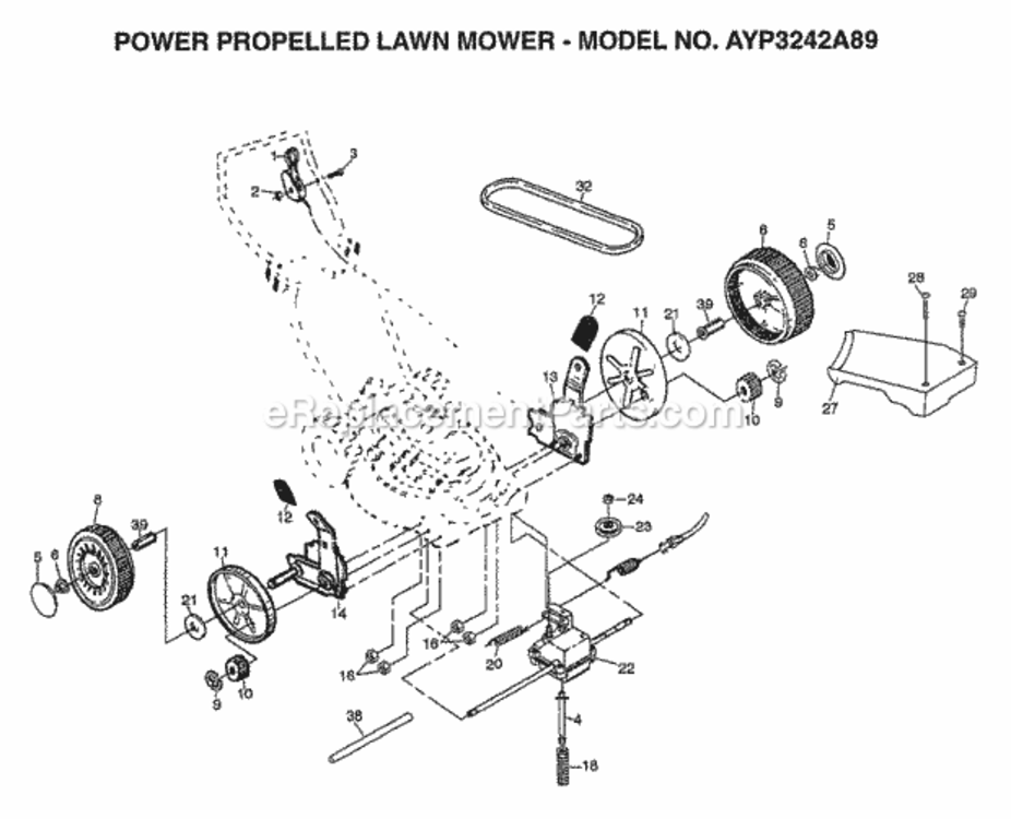 Page F Diagram and Parts List for 3242A89 1998 Husqvarna Lawn Mower